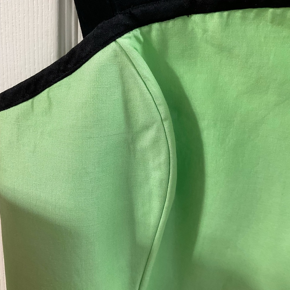 Vintage 90s Sia Bellini Green Ramie Button Front Dress | Mod Retro A-Line 9/10 - Picture 13 of 16